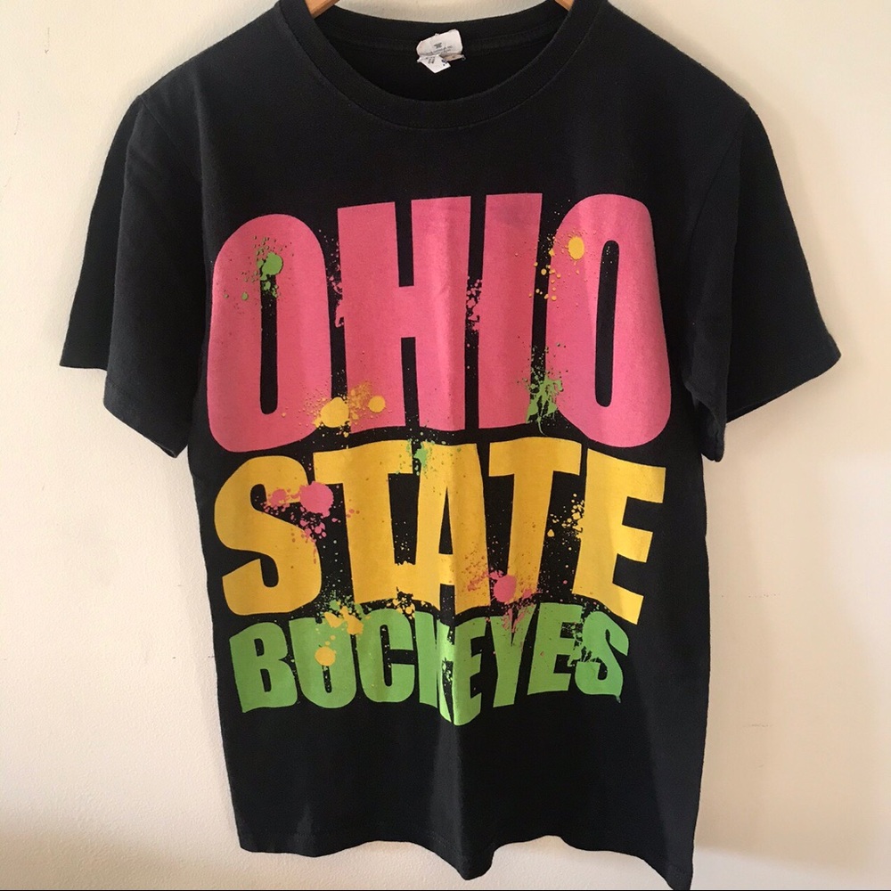 Vintage Y2K Ohio State Tee Neon Splatter